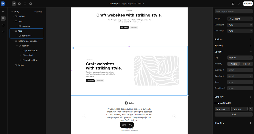 Adding data-aos Attribute