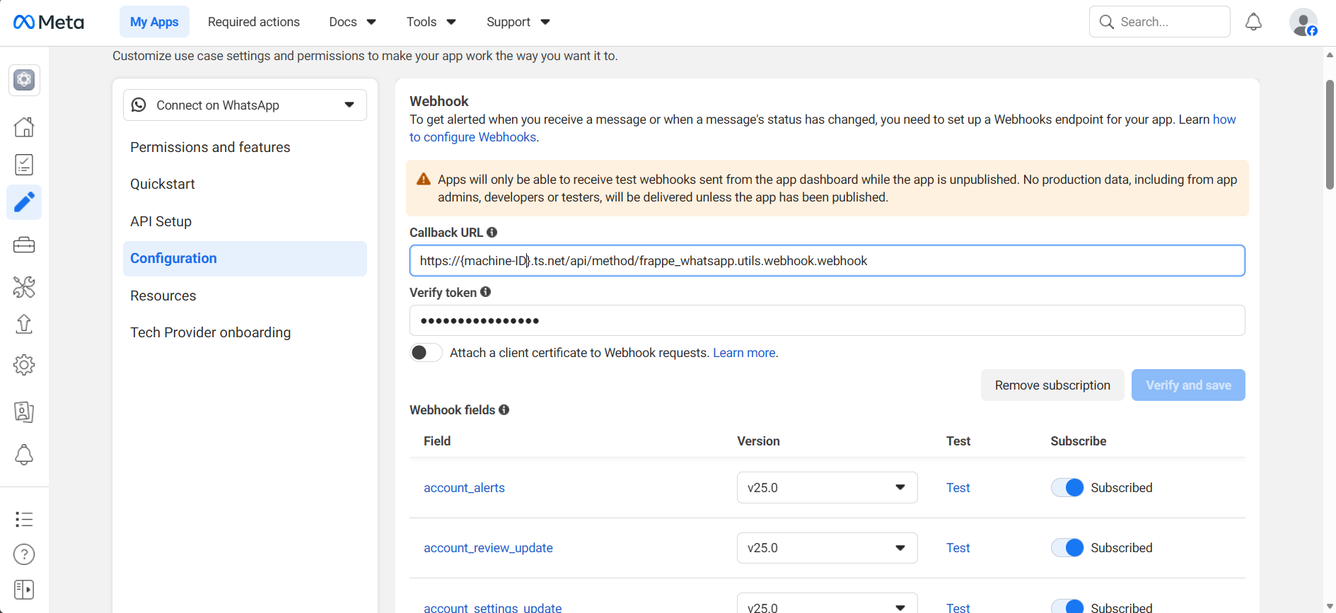 Facebook Webhook Configuration
