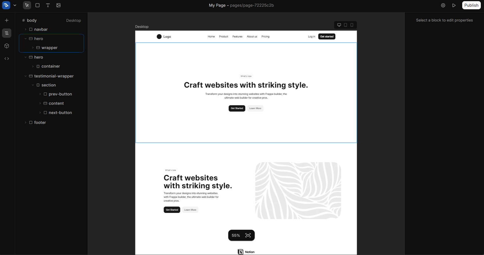Frappe Builder Interface