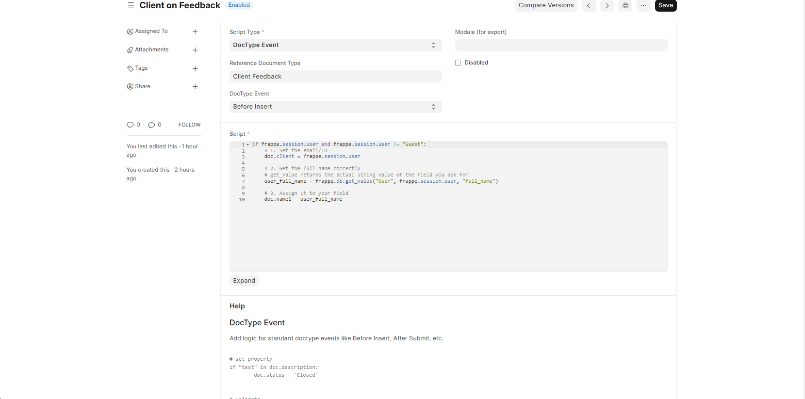Frappe Server Script Interface