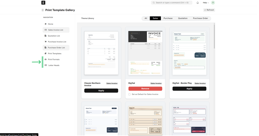 Sidebar Links to Letterhead and Print Format